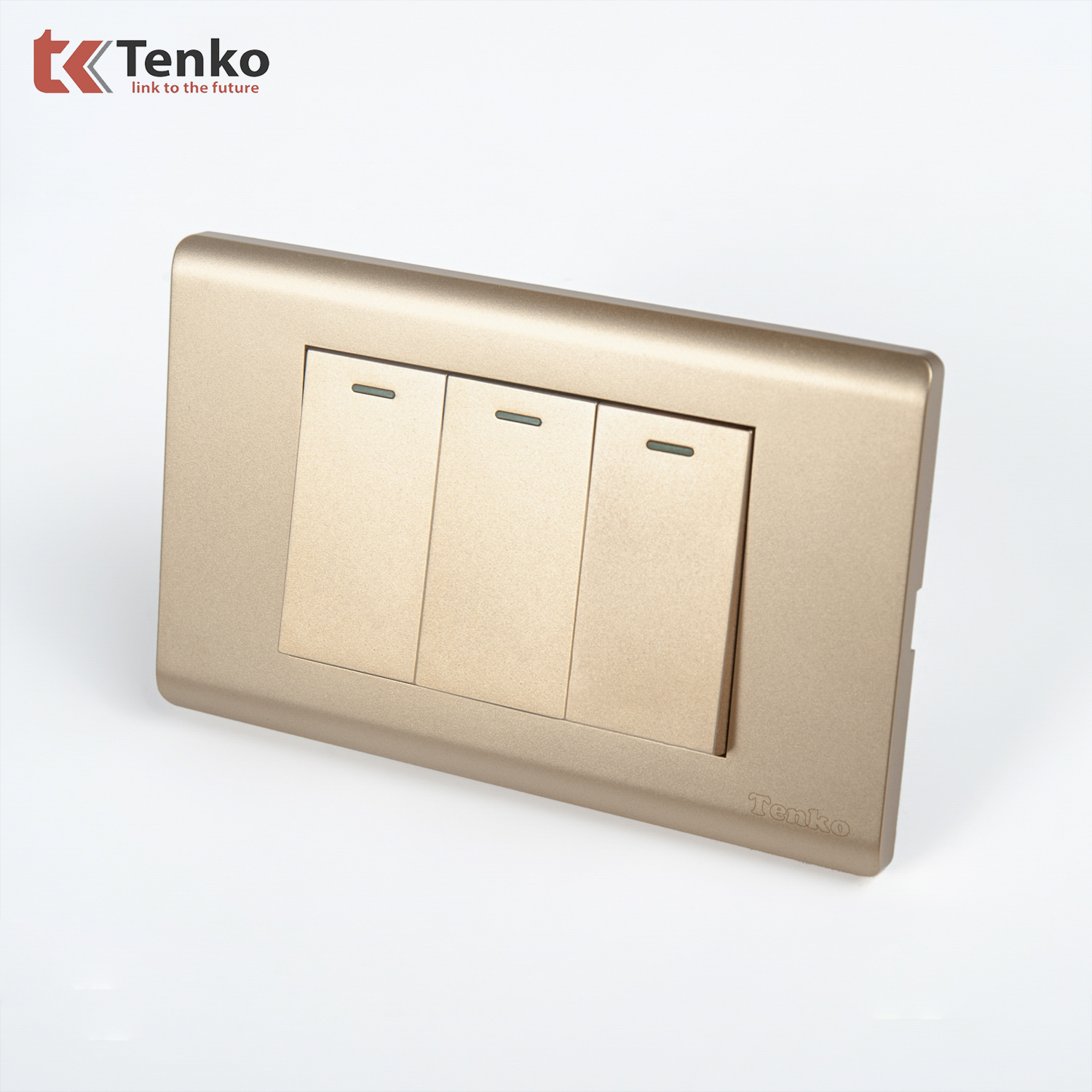 C&ocirc;ng Tắc Chống Ch&aacute;y TENKO C25-03 Mặt Nhựa PC V&agrave;ng